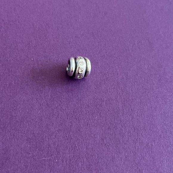 Pandora Retired Champagne Swirl Sterling Silver charm with CZ stones. - Picture 3 of 7